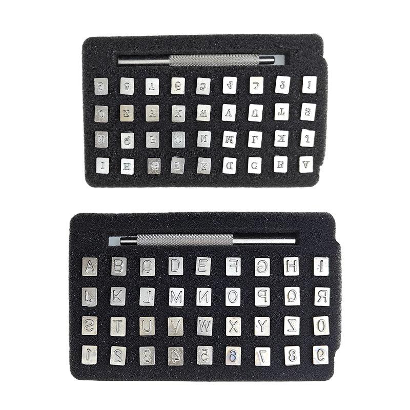 Digital Print Vegetable Tanned Leather Alphabet Stamps - 36-Piece Handmade Carving and Stamping Tool Set