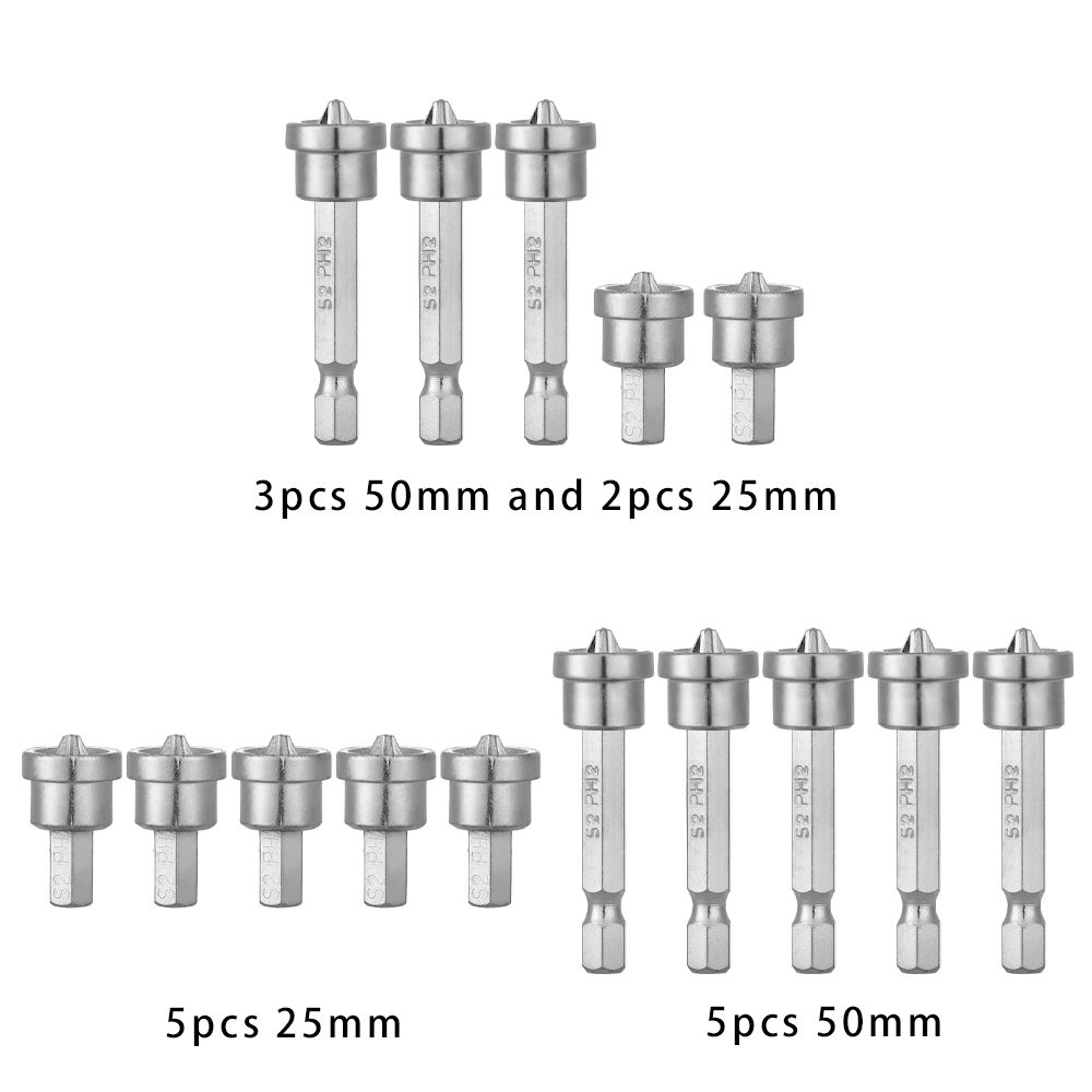 5Pcs/Set Durable Batch Head Woodworking Magnetic Positioning Screwdriver Positioning Bits Screw Nutdrivers 25mm/50mm