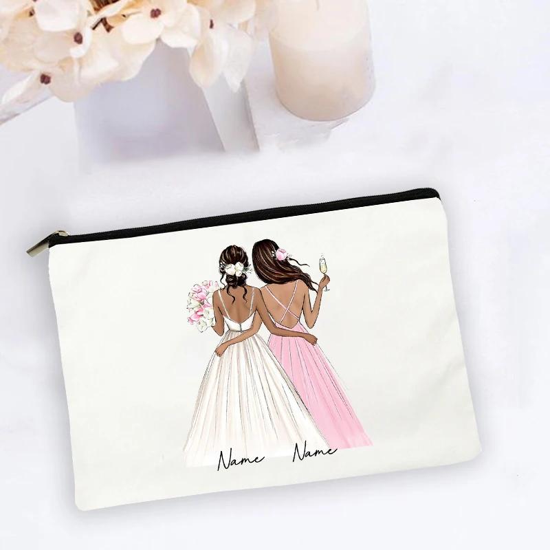 Personalised Makeup Bag Custom Name Cosmetic Bags Travel Toiletry Organizer Bride Storage Make Up Case Wedding Bridesmaid Gifts