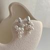 Korea-Inspired Grape Cluster Pearl Tassel Earrings with S925 Silver for Women
