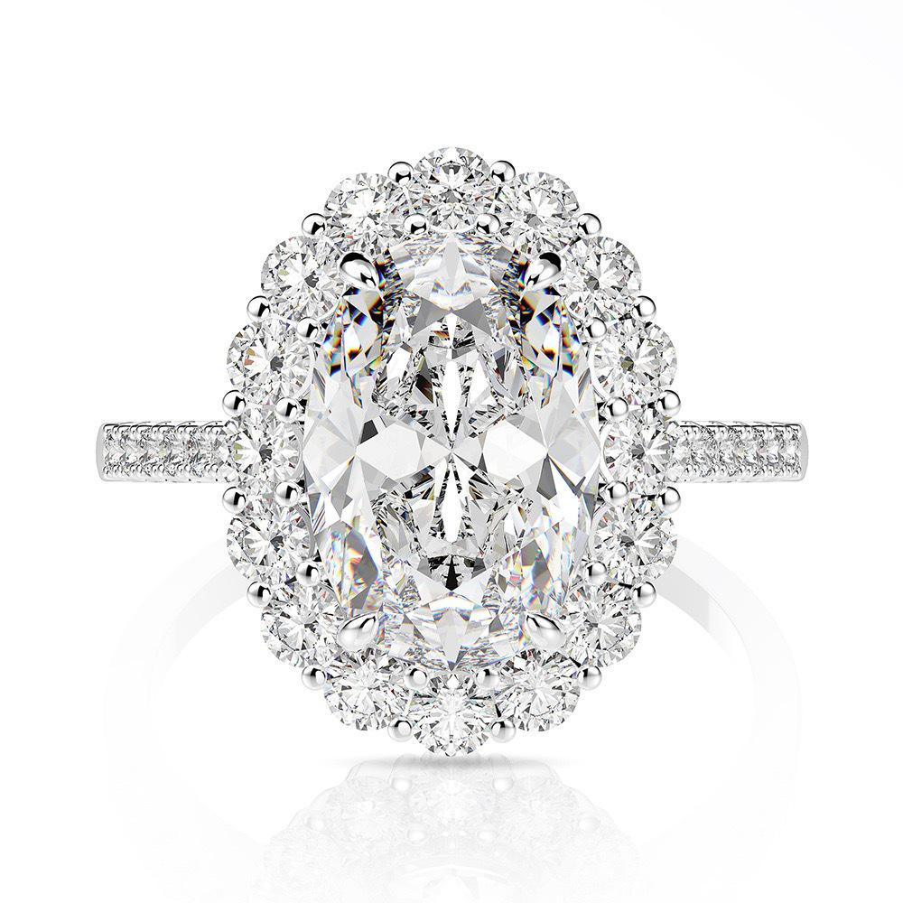 

Кольцо из стерлингового серебра 925 пробы с высокоуглеродистым бриллиантом и цирконом для женщин - Супер блестящее, квадратный овальный дизайн, высокое качество Size 8