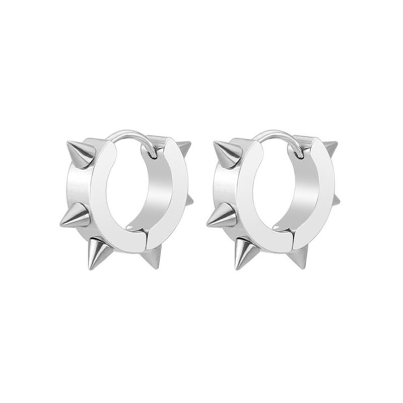 

Punk Rock earring Hiphop Clip Earring Unisex Titanium Steel Rivet Non Piercing Metal Gold Color Stainless Steel Fine Zircon
