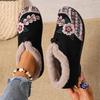 Damsko Slip-on Vinterkängor Förtjockade Värmefodrade Dämpad Sula Blommig Mönster Låg Klack Rund Tå Ankelkängor med Plyschfoder