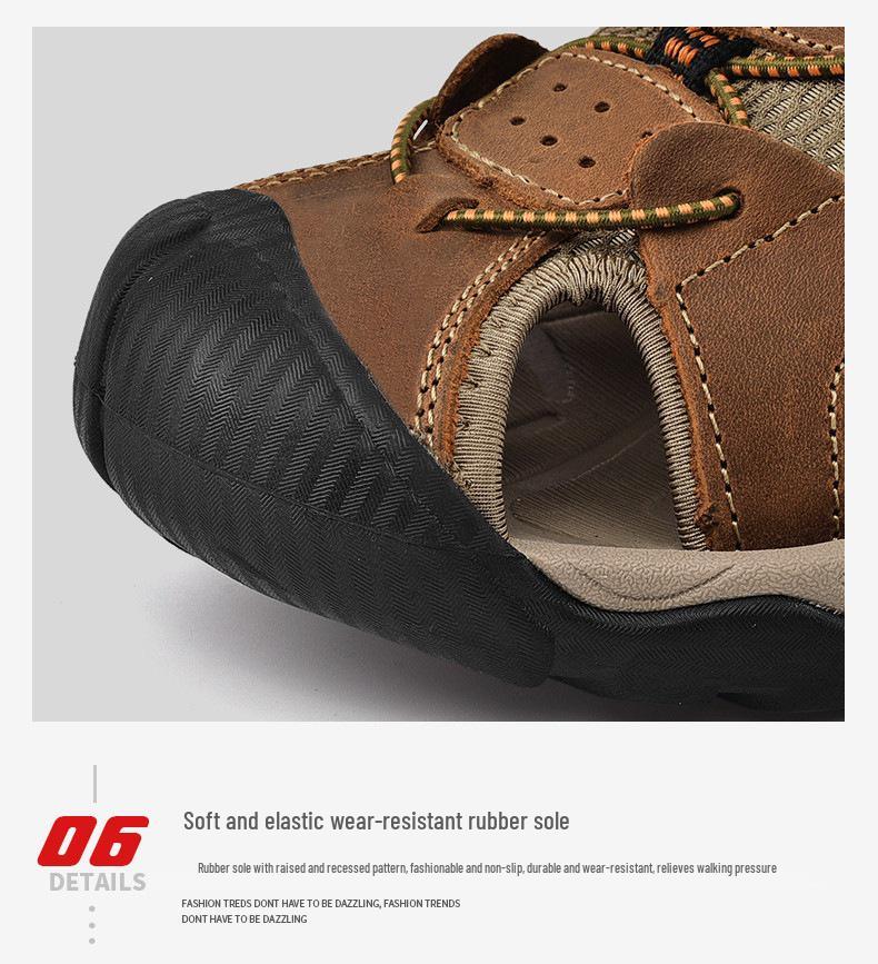 Outdoor Men's Leather Breathable Sandals - Summer Beach & Upstream Plus Size Casual Sandals