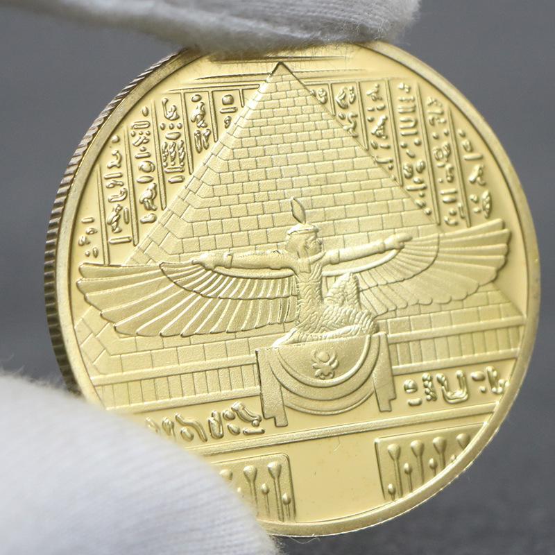 Egyptian Pharaoh Commemorative Coins, Sphinx, Commemorative Coins, Pyramid Culture Commemorative Coins, Gold Plated, Commemorative Medals
