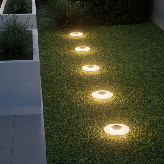 4 Pcs Solar Ground Lights Waterproof Outdoor Landscape Lights LED Lawn Lamp with Stake for Pathway Garden Yard Deck Decor