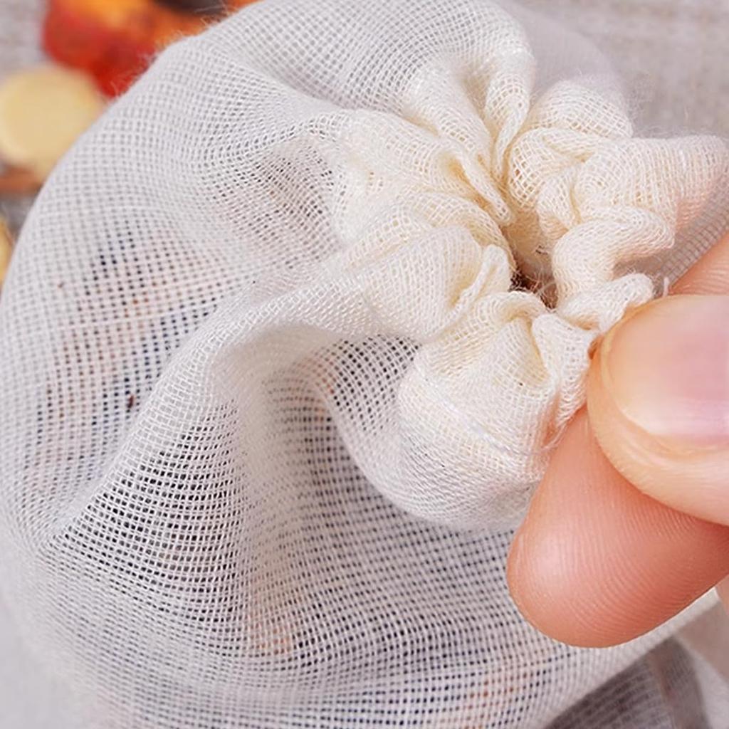 YFFSFDC 50 Disposable Tea Bags, Drawstring Cotton Gauze Bags, Decoction Residue Separation Cotton Filter Bags, Strong Penetration, Natural Coffee