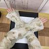 Flower Chinese Style Sleeves Elastic Cycling Gloves Thin Chiffon Sunscreen Arm Covers  Women