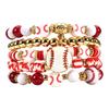 Elastic Multi-layer Sports Bracelet Set with Game Day Pendant and Polymer Clay Beads