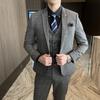 British Korean Style High Quality Modified Plaid Three-Piece Suit for Men - Stylish Business Casual Suit Vest And Trousers Set