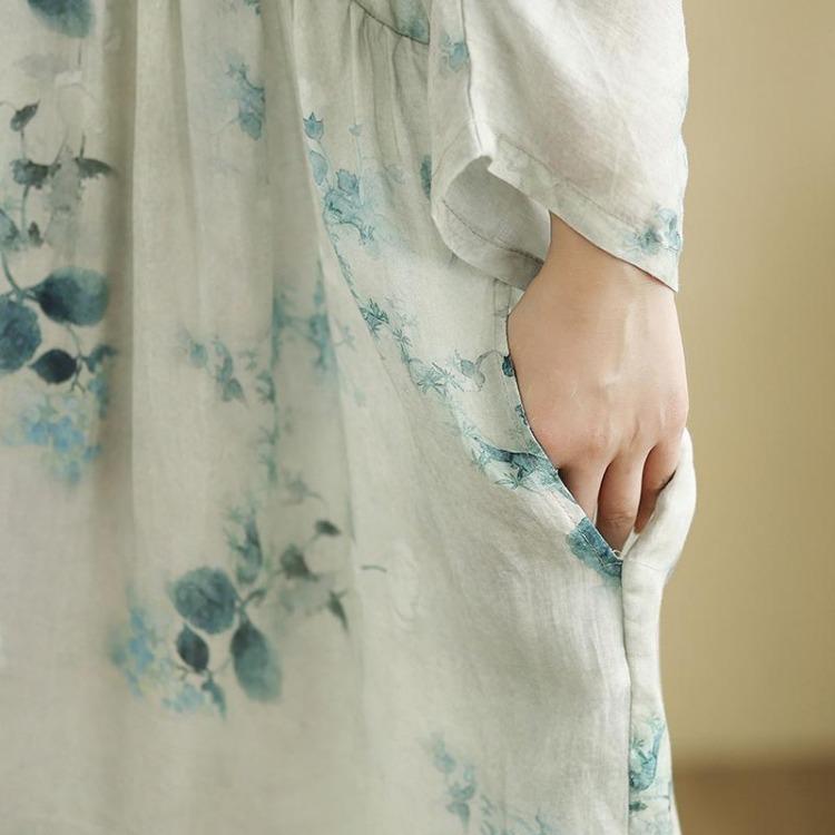 Spring  Vintage Floral Maxi Dress Loose Oversize Long Sleeve Casual Basic Printing Women Plus Size Long Dress