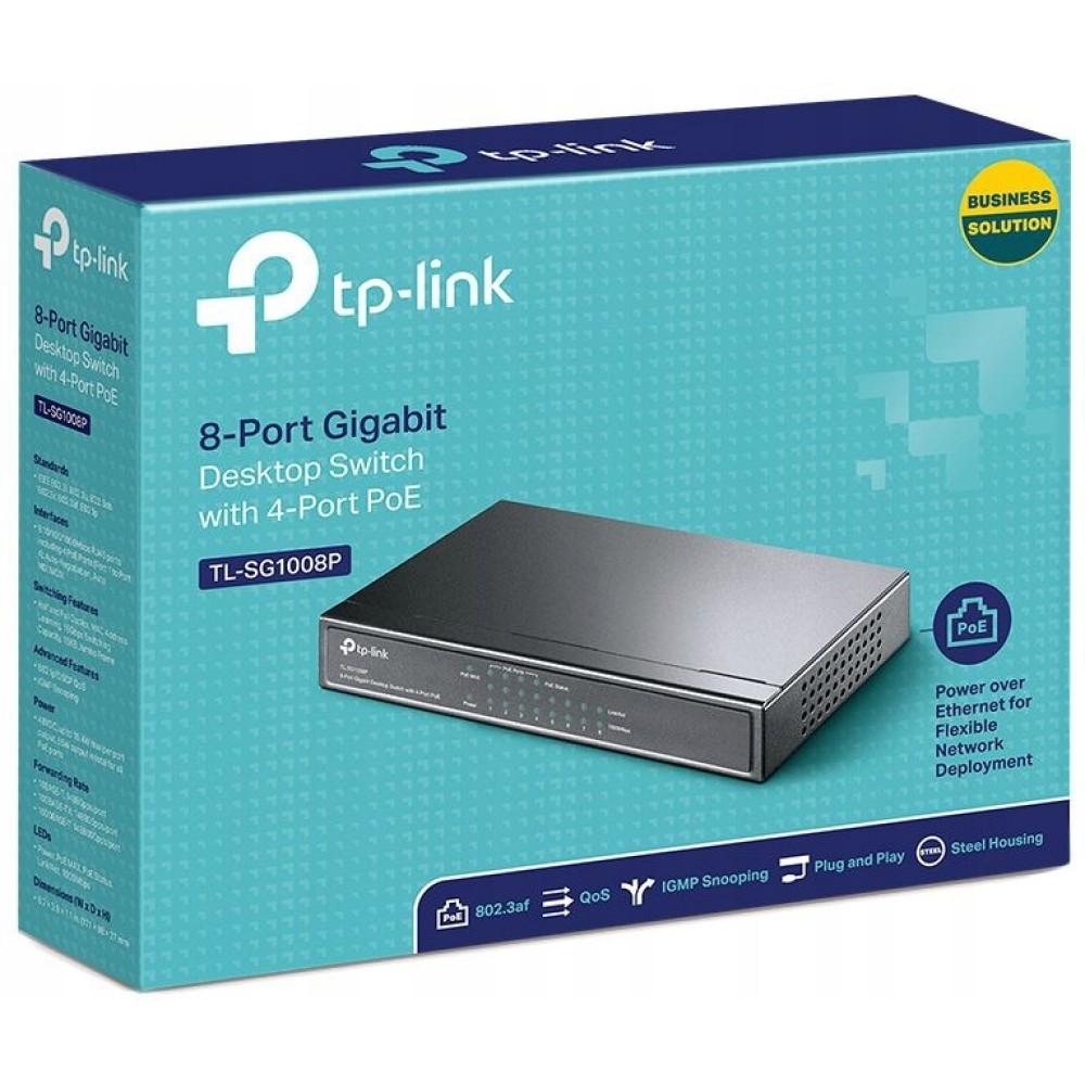 Tp-Link Tl-Sg1008P Poe Switch 8Xge, 4Xpoe, Metal