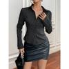 DAFIFY Women's Fashion Casual Spring Autumn Stripe Print Long Sleeve POLO Neck Blouses & Shirts