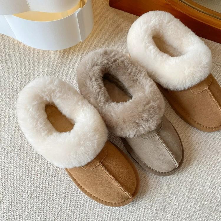 Fur integrated snow boots women's winter velvet thickened bottom fluffy bread one pedal cold-resistant Northeast cotton shoes