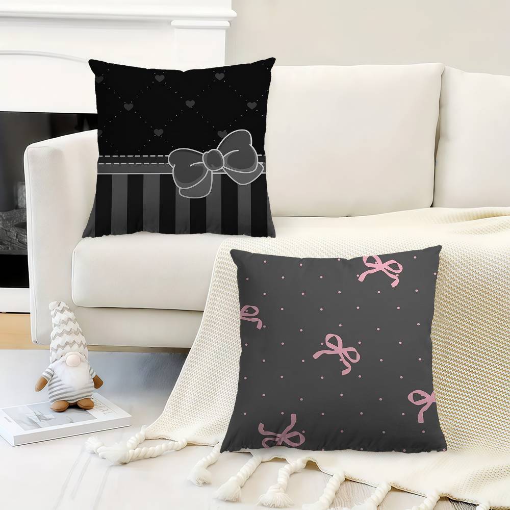 Cute Pink Black Full Screen Bow Dot Cushion Cover Decorative Pillow Sofa Home Decor Case Pillow Cases