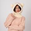 1PC Y2K Winter Warm Knit  Balaclava Hat Women Cute Bear Warm Beanie Hooded Scarf Beanie Hat Skull Cap Collar Neck Cover Pullover