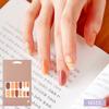 Warm-Tone Nail Stickers 24pcs | Self-Adhesive Strips, Caramel&Plaid Mix, Quick 5-Min Manicure