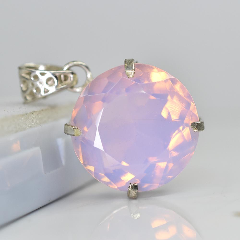 56.45 Ct CERTIFIED Opal 925 Sterling Silver Multicolor Round Gems Pendant MY-PD-132-NS