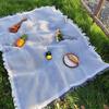 Linen Outdoor Picnic Mat Large Size Camping Ground Cloth Washable Tablecloth with Tassel  Grassland