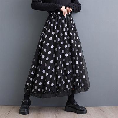 Siatka plus rozmiar Wysoki stan vintage Wiosna lato jesień swobodna luźna długa dla kobiet spódnice damskie spódnica