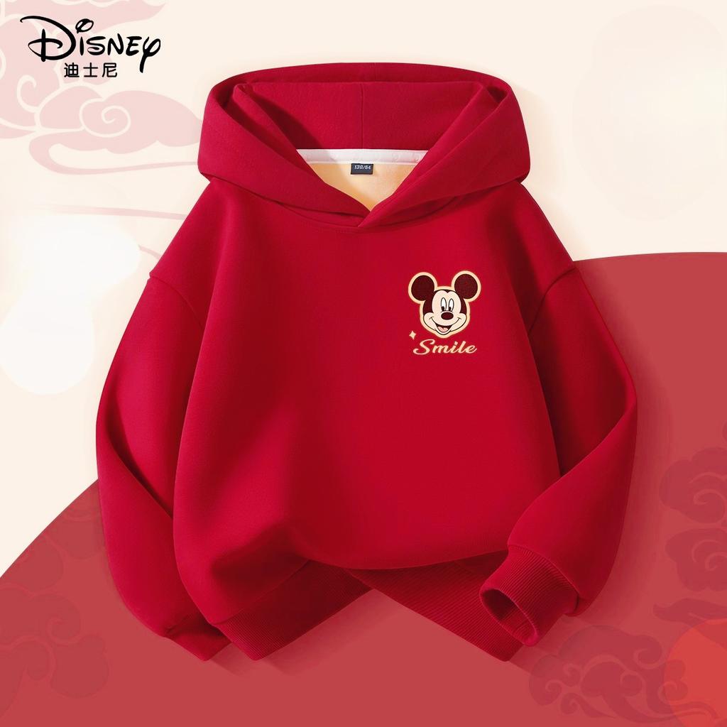 Christmas Mickey Minnie Print Children Hooded Sweatshirt Boy Girl Autumn Winter Daily Outdoor Casual Warm Soft Sportswear