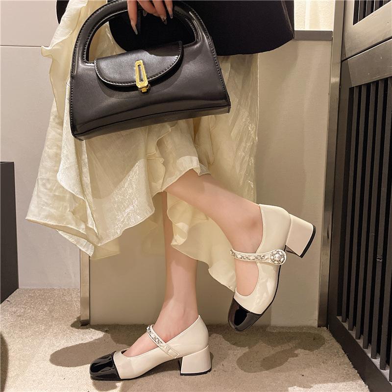Fashion Mary Jane Shoes for Women 2025 Elegant Medium Heeled Women's Single Shoes Soft and Comfortable Ballet Shoes Zapatos De Mujer