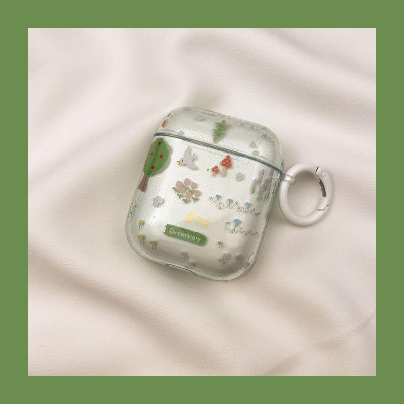 

Чехол для Airpod3 для Apple Pro Чехол для наушников Второе поколение Беспроводной Bluetooth Третье поколение Aipods2 Поколение Airpodpro Четвертое поколение 5 AirPods 4 [Semi-transparent cute Grove] send Hook