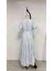 European and American Style Women's Lace Short Sleeve Dress - High Waist Slimming Mid-Length Dress