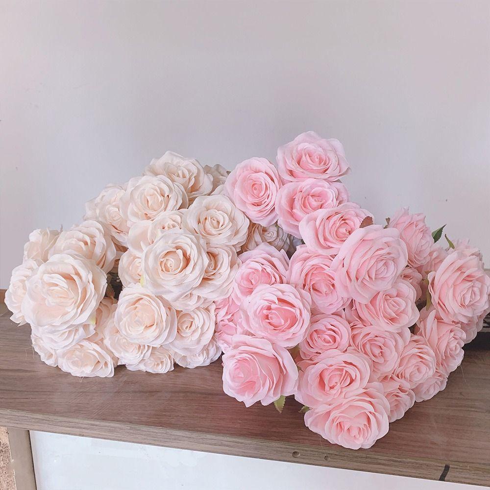 Silk Artificial Rose Flowers Flower Arrangement Rose Flower Bouquet 9-heads Rose Flowers Wedding