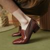Retro Women Pumps High Heels 2024 Spring Summer Genuine Leather Square Toe Mature Basic Office Lady Elegant Shoes Woman Pumps