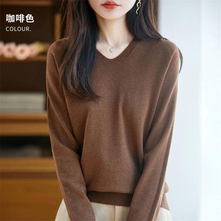 Warm V Neck Hooded Knitted Sweater for Women Autumn Winter Hoodie Sweater