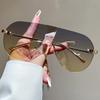 Cutting Rimless One Piece Shield Sunglasses for Women New Fashion Alloy Oversize Gradient Sun Glasses Ladies Sexy Driivng Shades