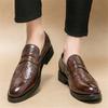 Retro Penny Loafers New Men's Pointed Patchwork Leather Brogues Shoes Designer Formal Wedding Prom Dress Homecoming Footwear