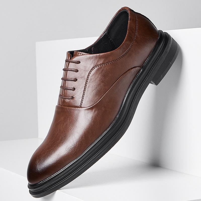 New Korean Style Men's Shoes Lacquered Business Casual Pointed Toe Leather Shoes for Men