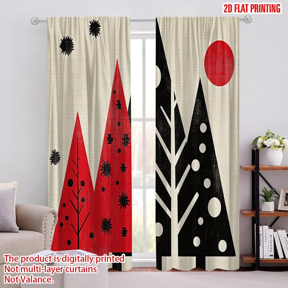 

2pcs,2D plane printing Popular Curtains Buffalo Plaid Christmas Trees Snowflakes (1) Versatile Polyester (without rod) Festive 52.50 × 116.00 cm 2 pcs