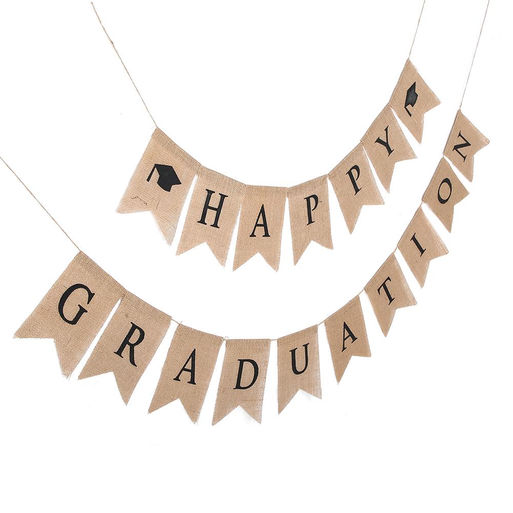 Burlap Banner Rustic Vintage Graduation Decorations Grad Party Decor for College High School