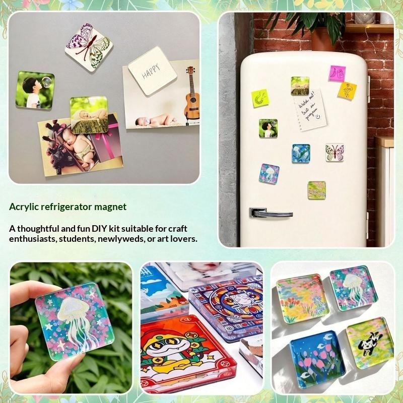 5Sets Diy Transparent Acrylic Magnet Set Square Round Fridge Magnets For Photos Home Decor Kids Crafts