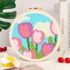 Flower Pattern Punch Needle Set Needlework Poke Needle Embroidery Kit  Educational Toys