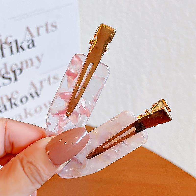 2/3/4 יחידות פשוט סאקורה ורוד קליפ שיער ללא תפרים סדין אצטט לנשים ללא כיפוף פוני קליפ סיכות ראש סיכות שיער כלי לעיצוב שיער