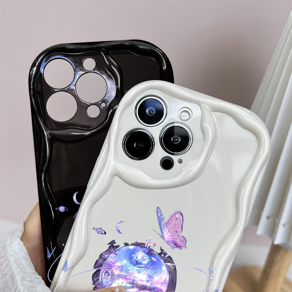 Pro OPPO A17 A18 A38 A58 A98 Reno7 Z 8Z 8T 11F 11 Pro Realme 12 Lite 12 Pro C30 Krásný Planetově Fialový Motýl Měkký Silikonový Kryt na Telefon