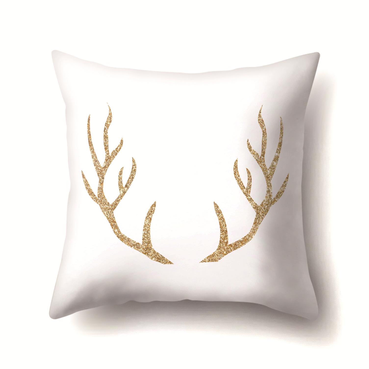 

Nordic Ins Golden Christmas Elk Polyester Pillow Cover 45 * 45 without pillow core