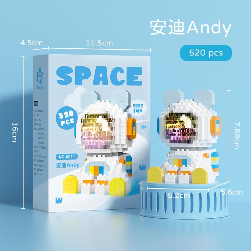 Cute Astronaut Building Block Cartoon DIY Spaceman Model Figures Assembly Micro Diamond Mini Brick Toys For Kids Christmas Gift