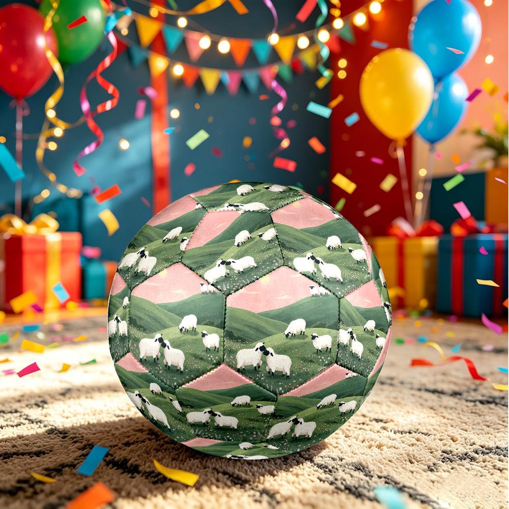 1pc Sheep Pastoral Scene Theme Soccer Ball Football, Size 5, Lightweight PVC, Outdoor Training Soccer Ball,Sports Gift t6146