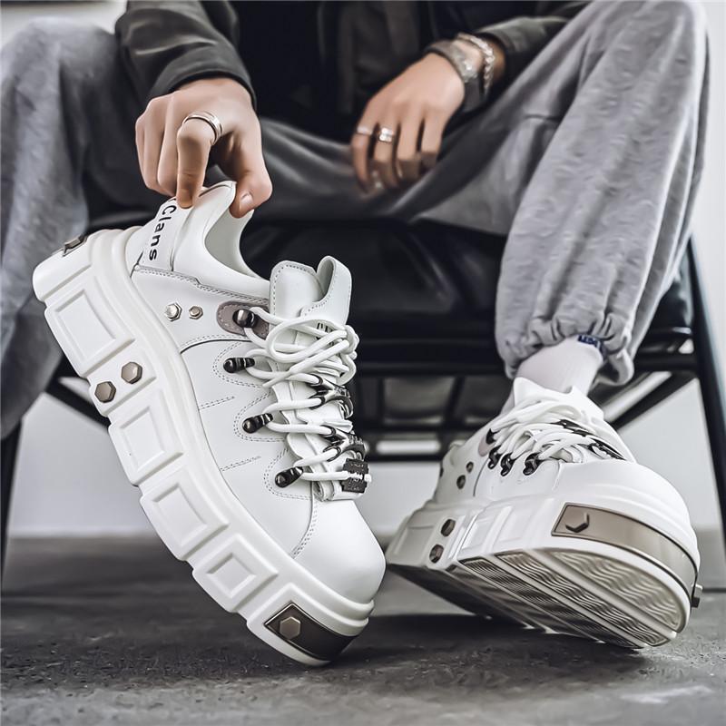 Men's Metal Trend Platform Rivet Punk Skateboard Shoes Outdoor Non Slip Casual Lace Up Sports Shoes