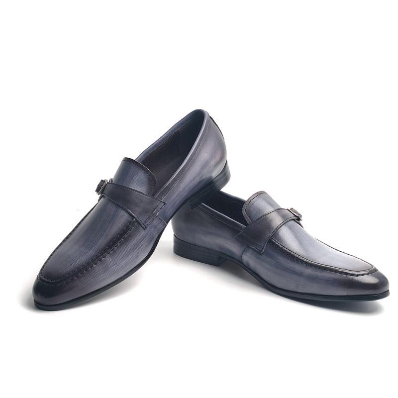 Fashion Leather Men's Loafers Top Layer Cowhide Comfortable Outdoor Wearings Leather Shoes Wedding Office Formal Shoes Rubber Bottom New