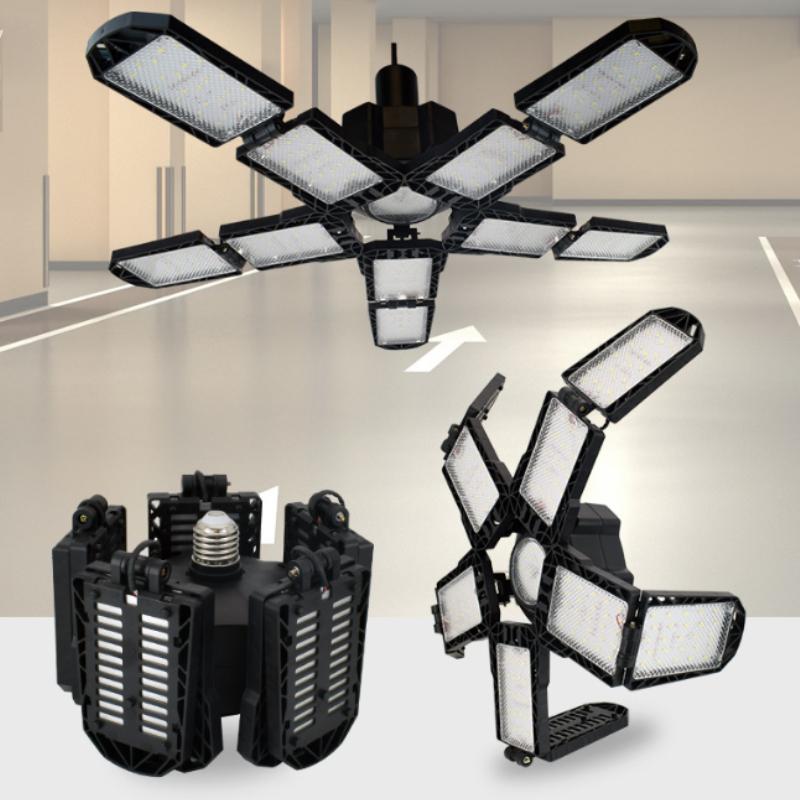 LED Garage Light with 5/8/10 Adjustable Panels Super Bright E27/E26 Ceiling Lighting Work Light for Basement Workshop Warehouse