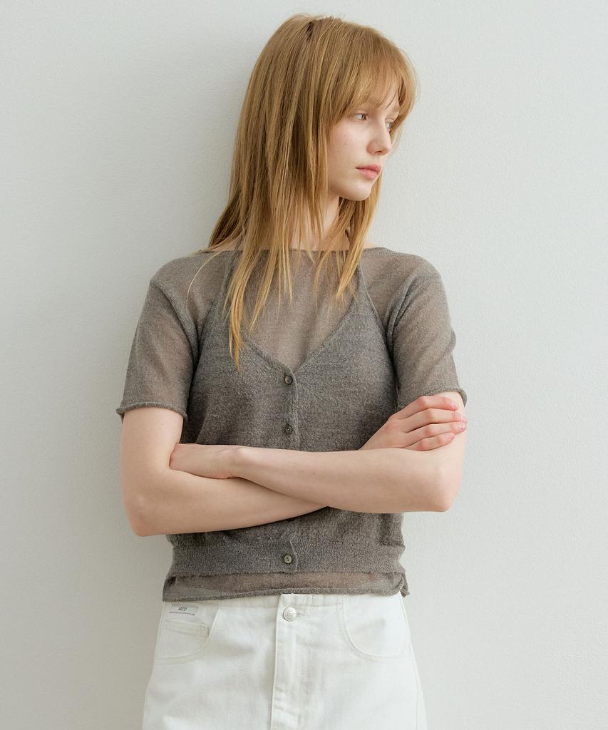 ARTID Mohair Halter Layered Knit Set_Grey