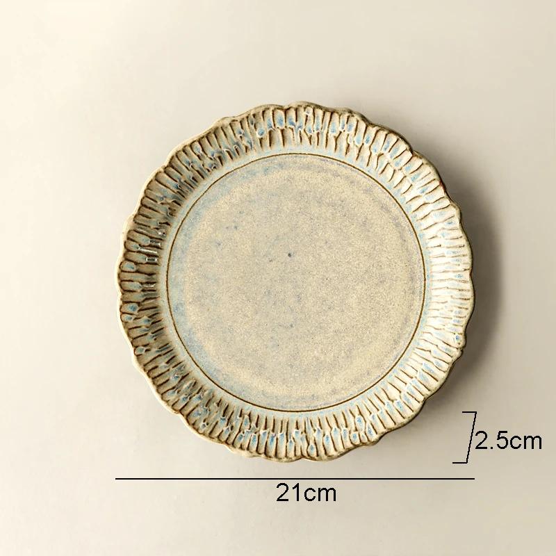 Retro Relief Ceramic Dinner Plate Restaurant Steak Plate Dessert Pasta Plates Fish Plate Molecular Cuisine Specialty Tableware
