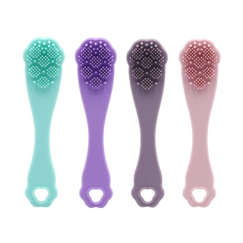 Finger Cover Long Handle Design Silicone Cleansing Face Brush Washing Facial Pore Cleaner Exfoliator Face Detail Washing Brush