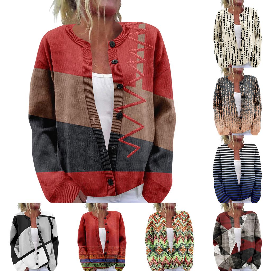 Women'S  Sweater Cute Fun Printing Sweater Fall And Winter Long Sleeve Knitted Sweater